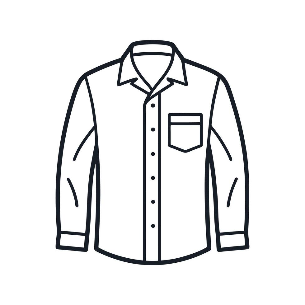 Unique Bold Outline of Silk Button Up Shirt Art vector