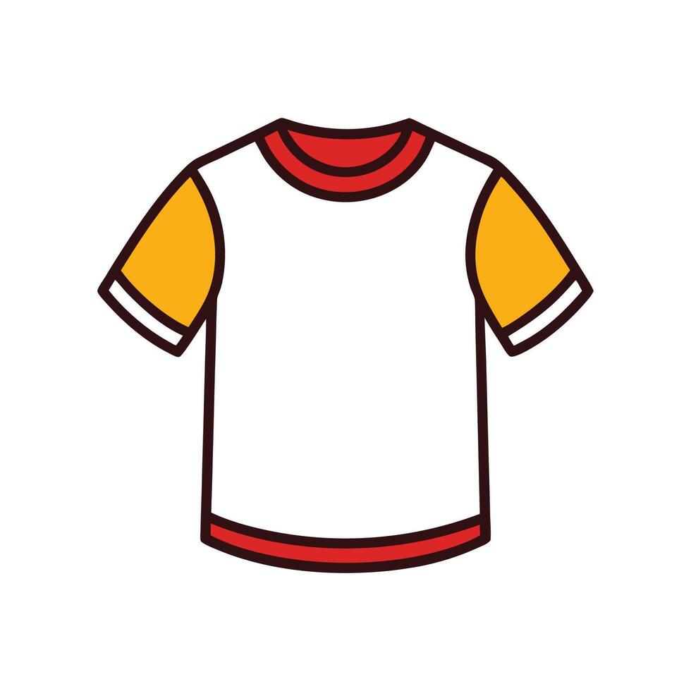 Casual Simple Cuffed Sleeve Tee Bold Outline vector