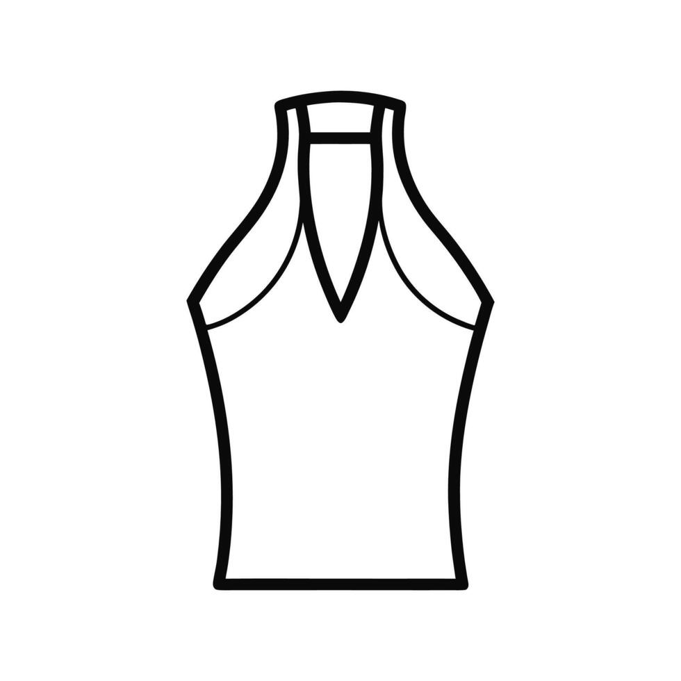 Innovative Bold Outline of Sleeveless Halter Blouse Art vector