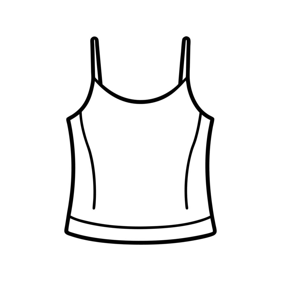 Unique Bold Outline of Spaghetti Strap Tank Top Art vector