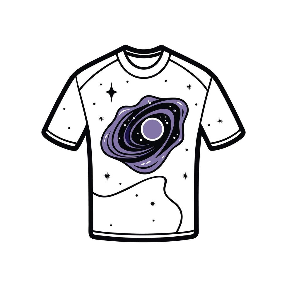 Innovative Bold Outline of Space Nebula Print Shirt vector