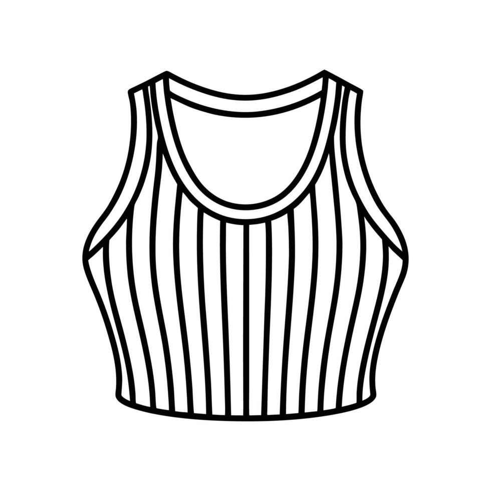 Chic Striped Ribbed Crop Top Bold Outline Design. vector