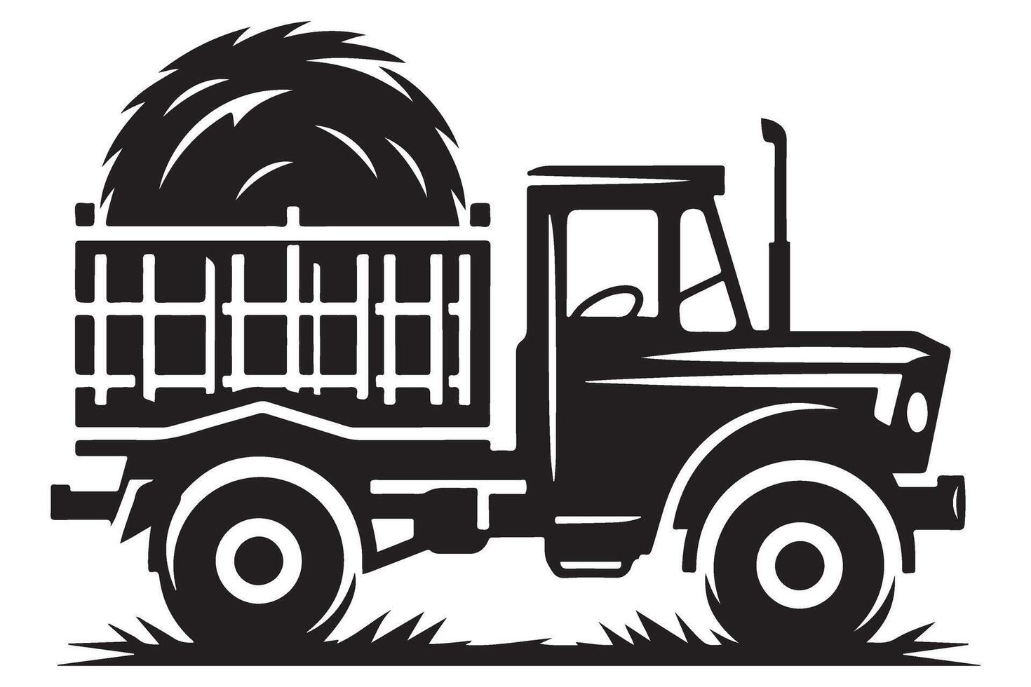 Hay Bale Truck Silhouette Graphic for Farm Themed Designs vector