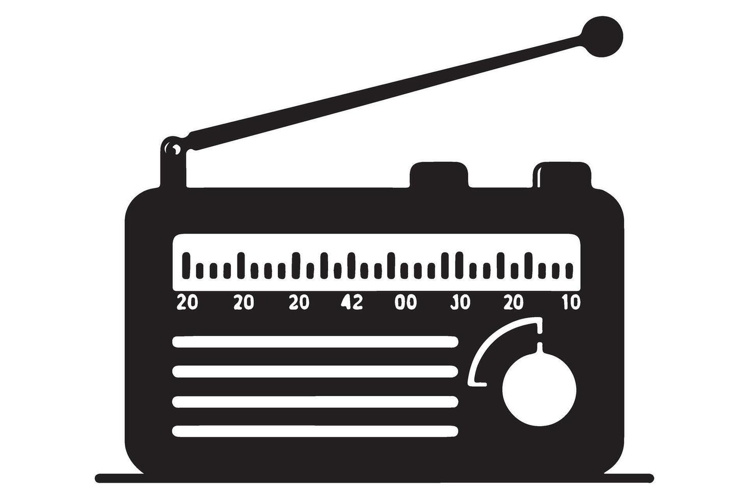 Vintage Radio Silhouette Graphic Nostalgia In Black and White vector