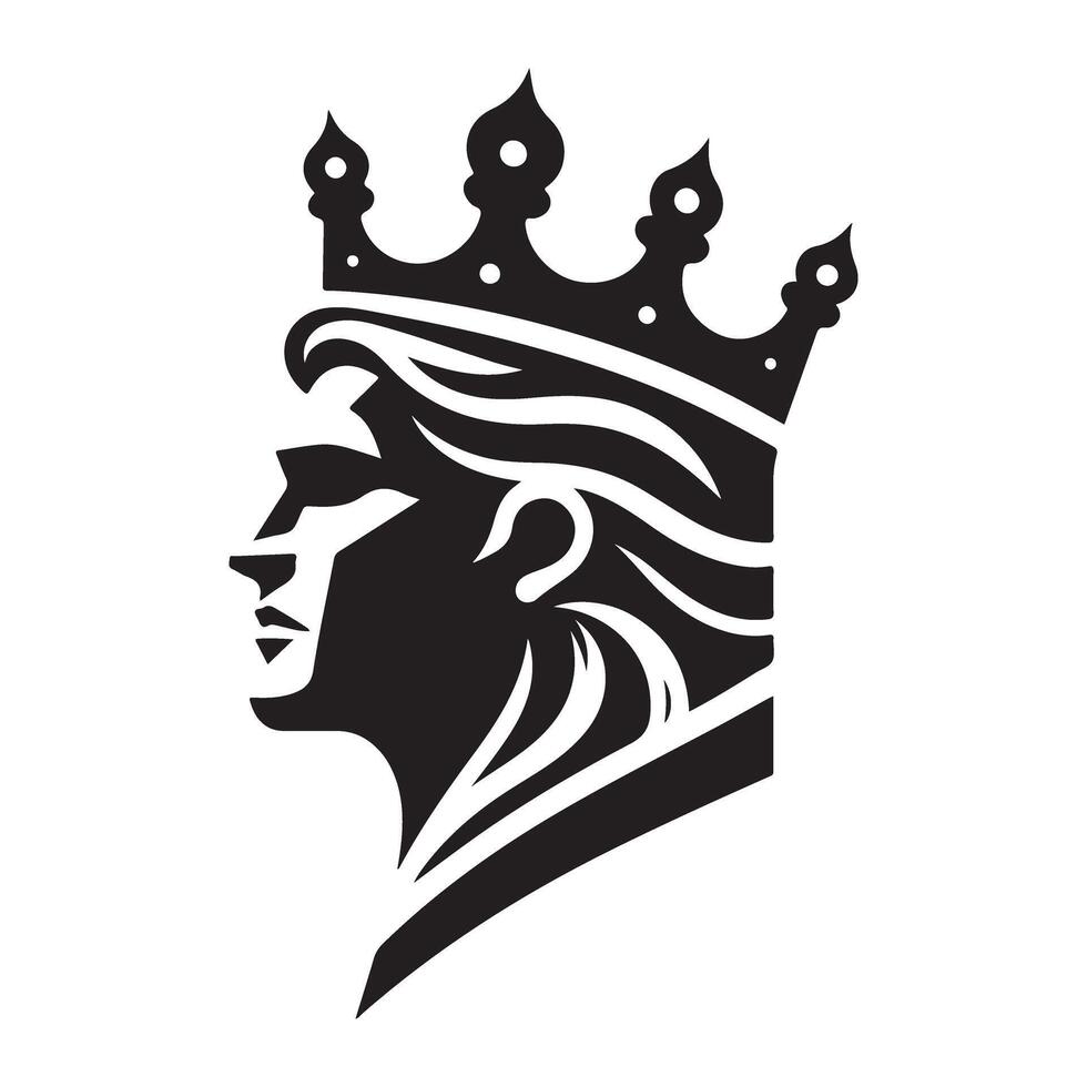 Royal Silhouette Art King with Crown for Regal Designs vector