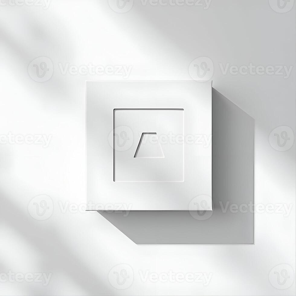 Minimalist White Square Design with Abstract Geometric Shape and Soft Shadows photo