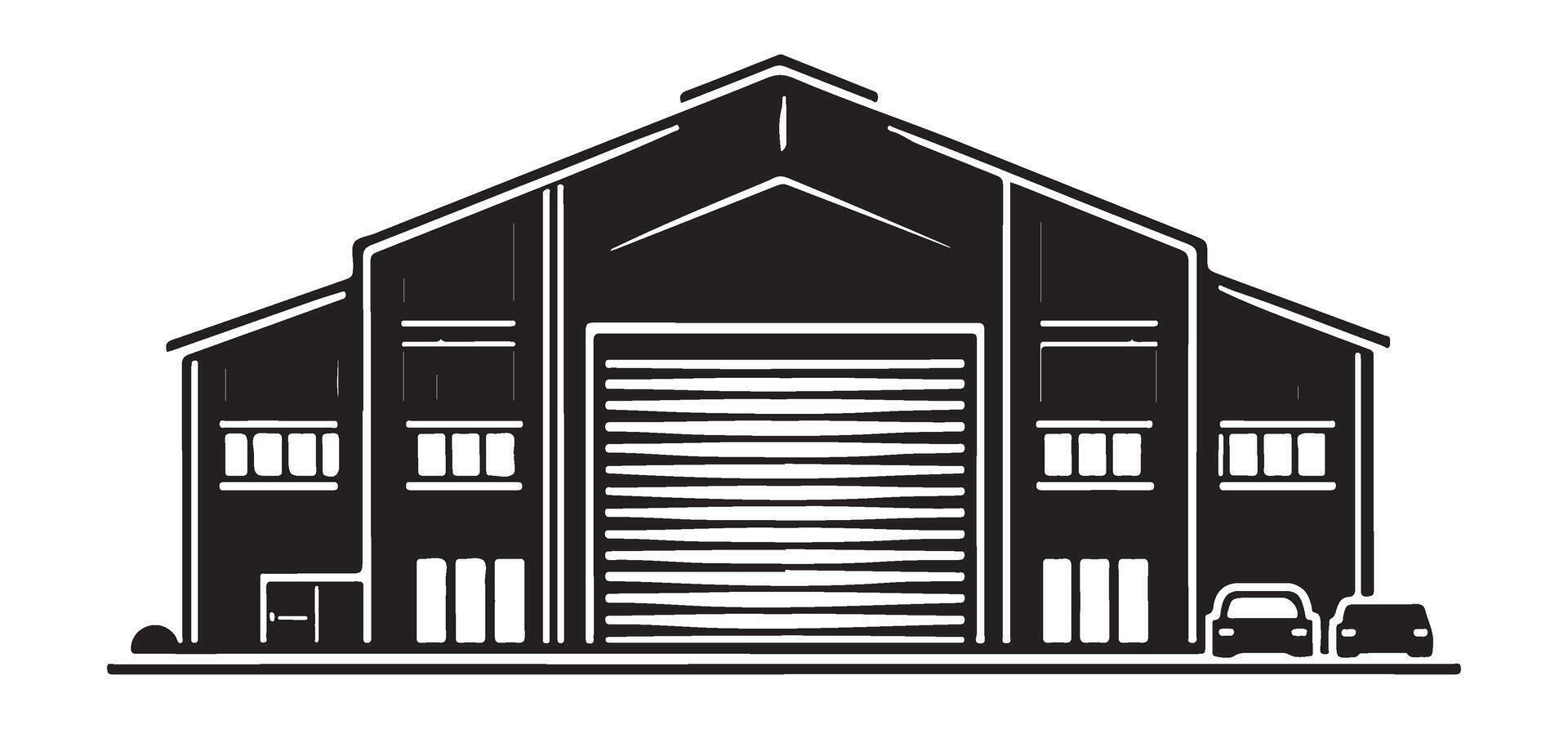 Modern silhouette warehouse storage image perfect for industrial style vector