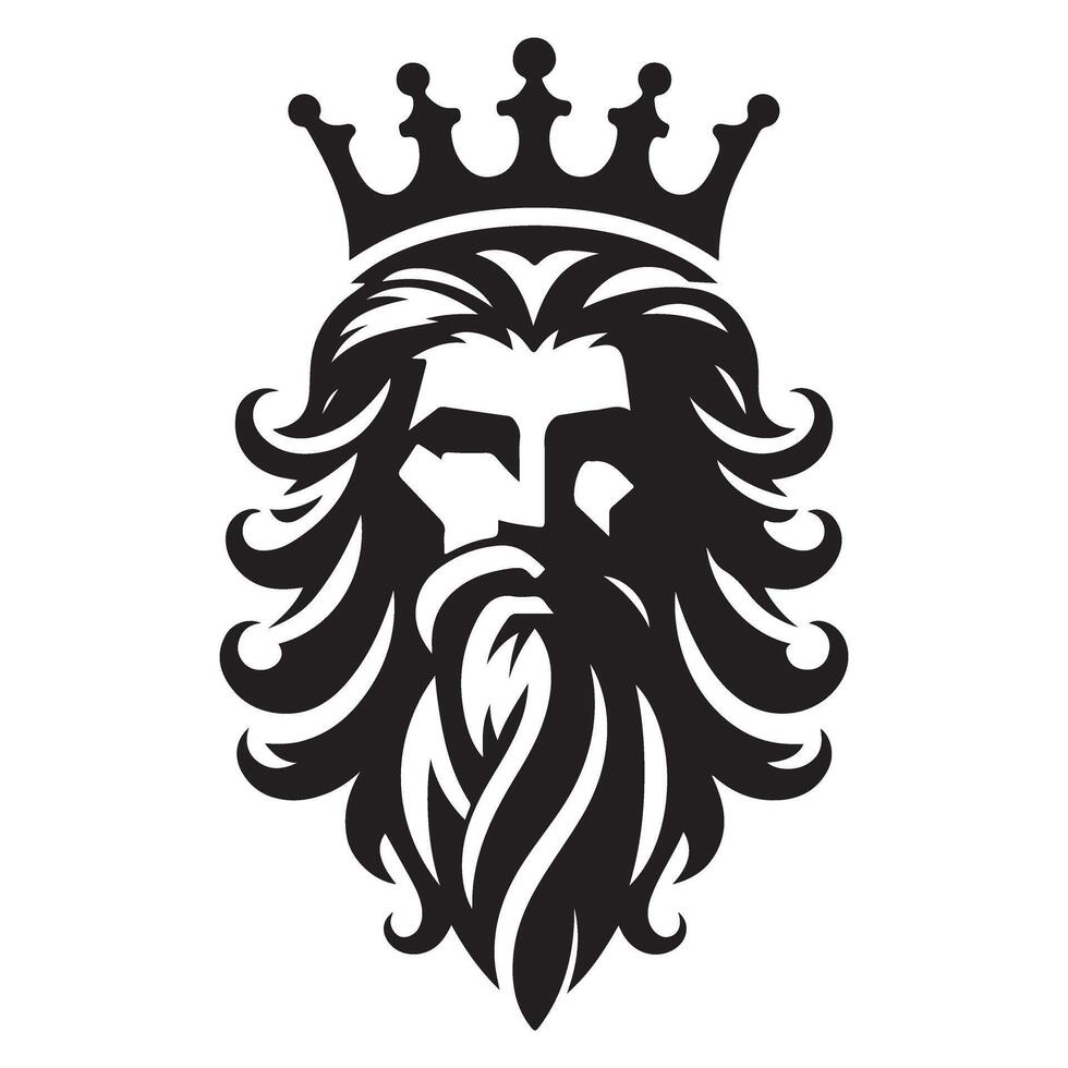 Silhouette king head with crown drawing exuding royal majestic power vector