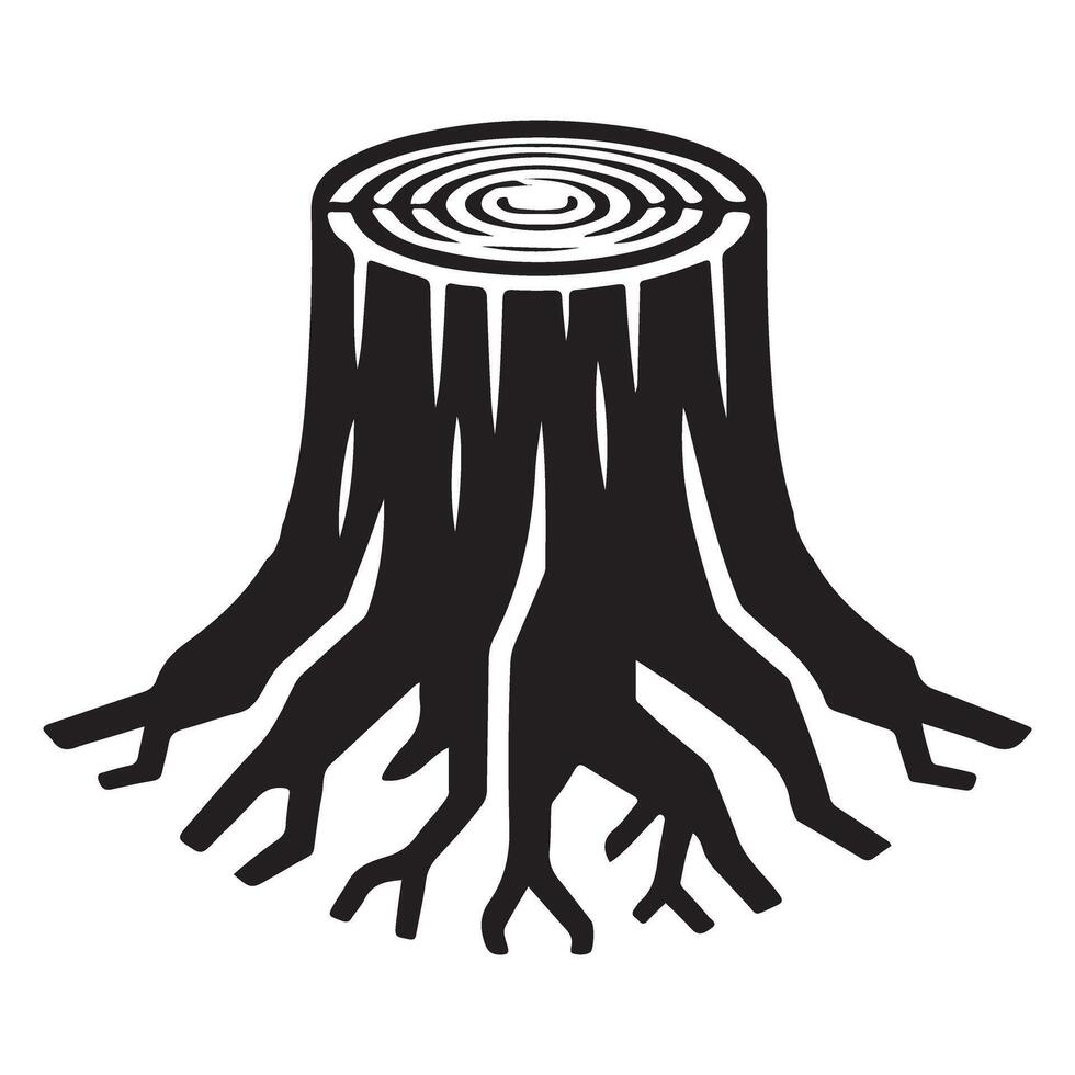 Rustic Tree Stump Silhouette Nature Inspired Forest Landscape Designs vector