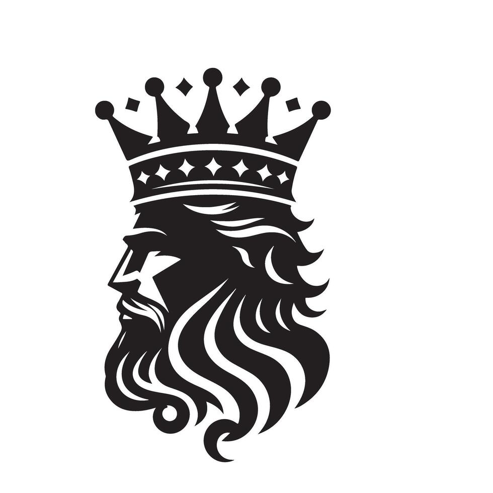Regal King with Crown Silhouette Elegant Vintage Royalty Designs vector