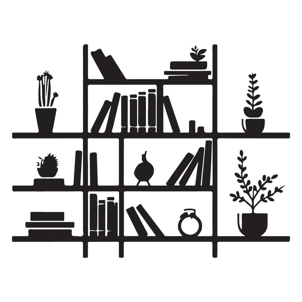 Bookshelf Illustration Graphic For Home Decor Interior Projects vector
