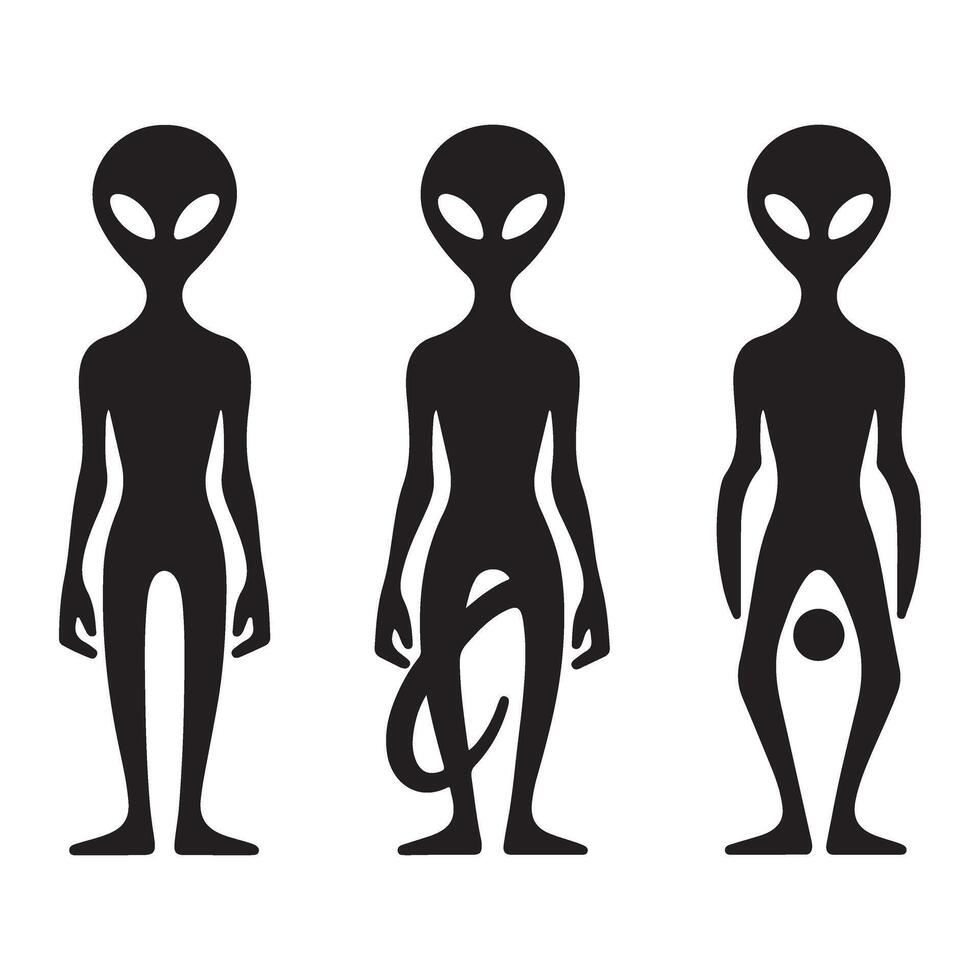 Alien Silhouette Art Illustration for Extraterrestrial Science Fiction vector