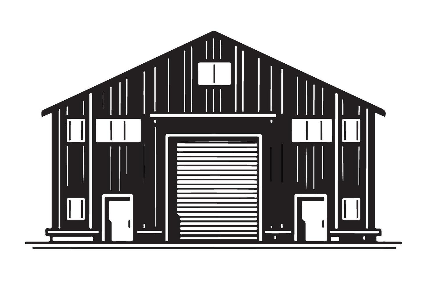 Silhouette of Rustic Barn Building Illustration for Farmhouse Decor vector