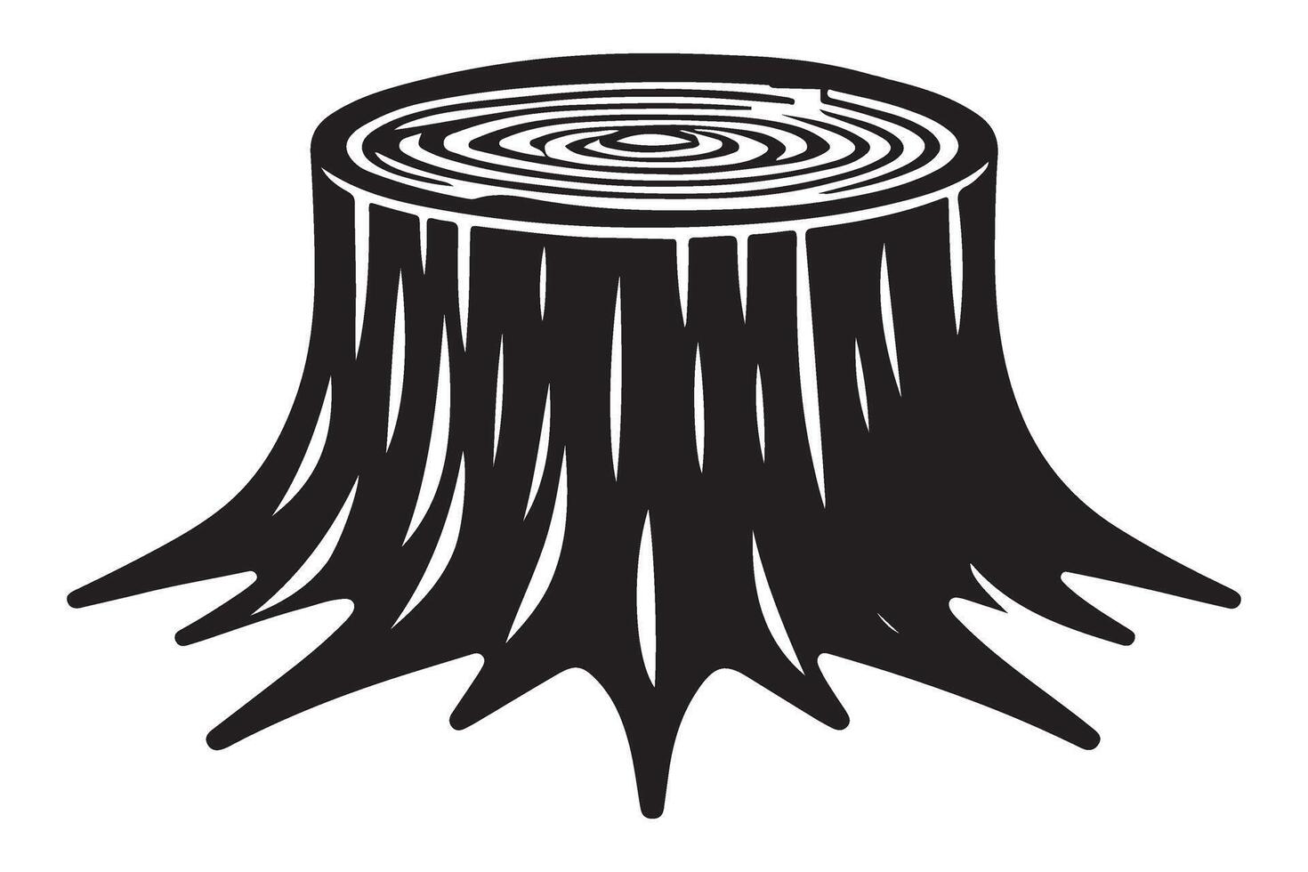 Detailed tree stump illustration natural element of forest silhouette vector