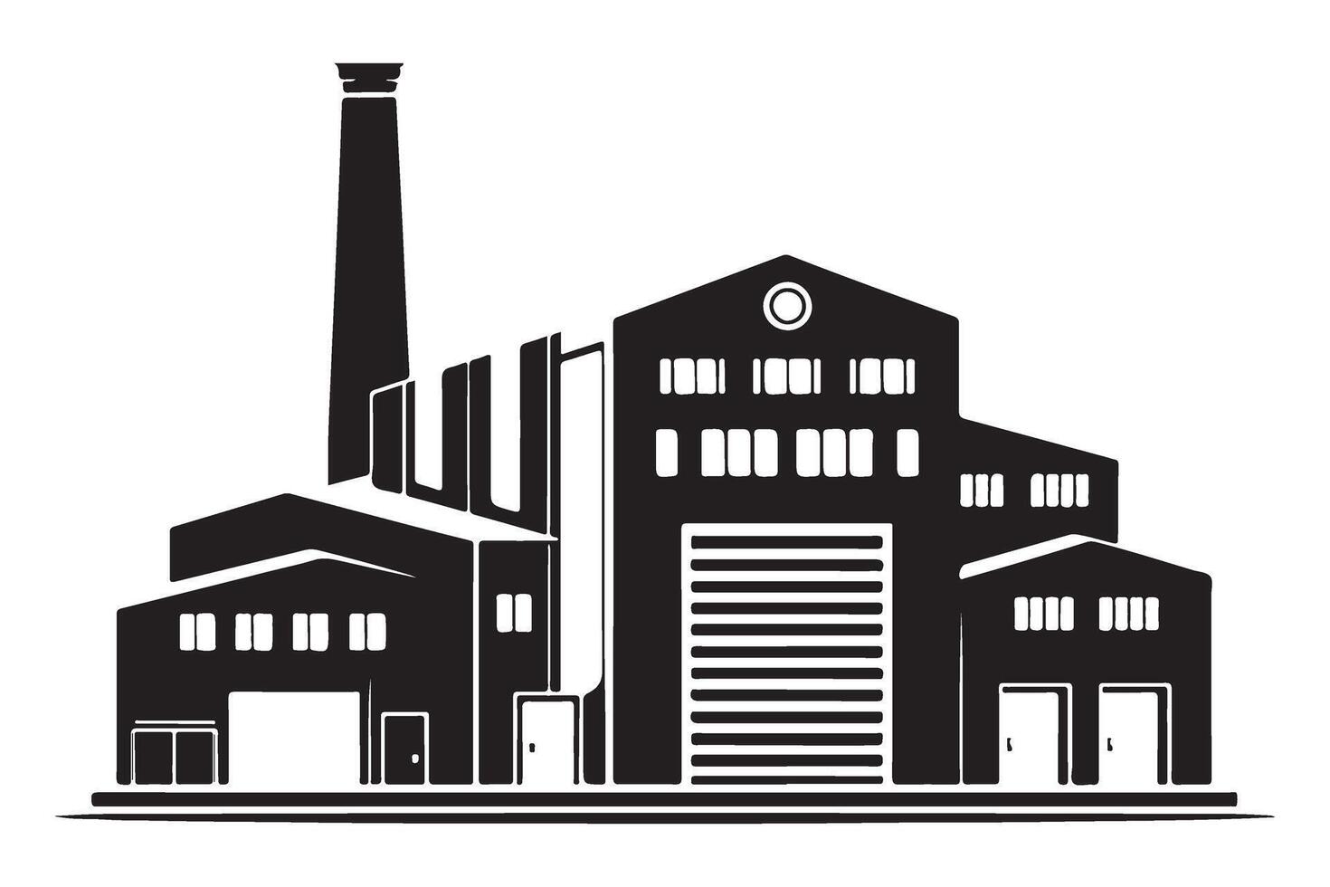 Factory Building Silhouette Illustration for Industrial Projects vector