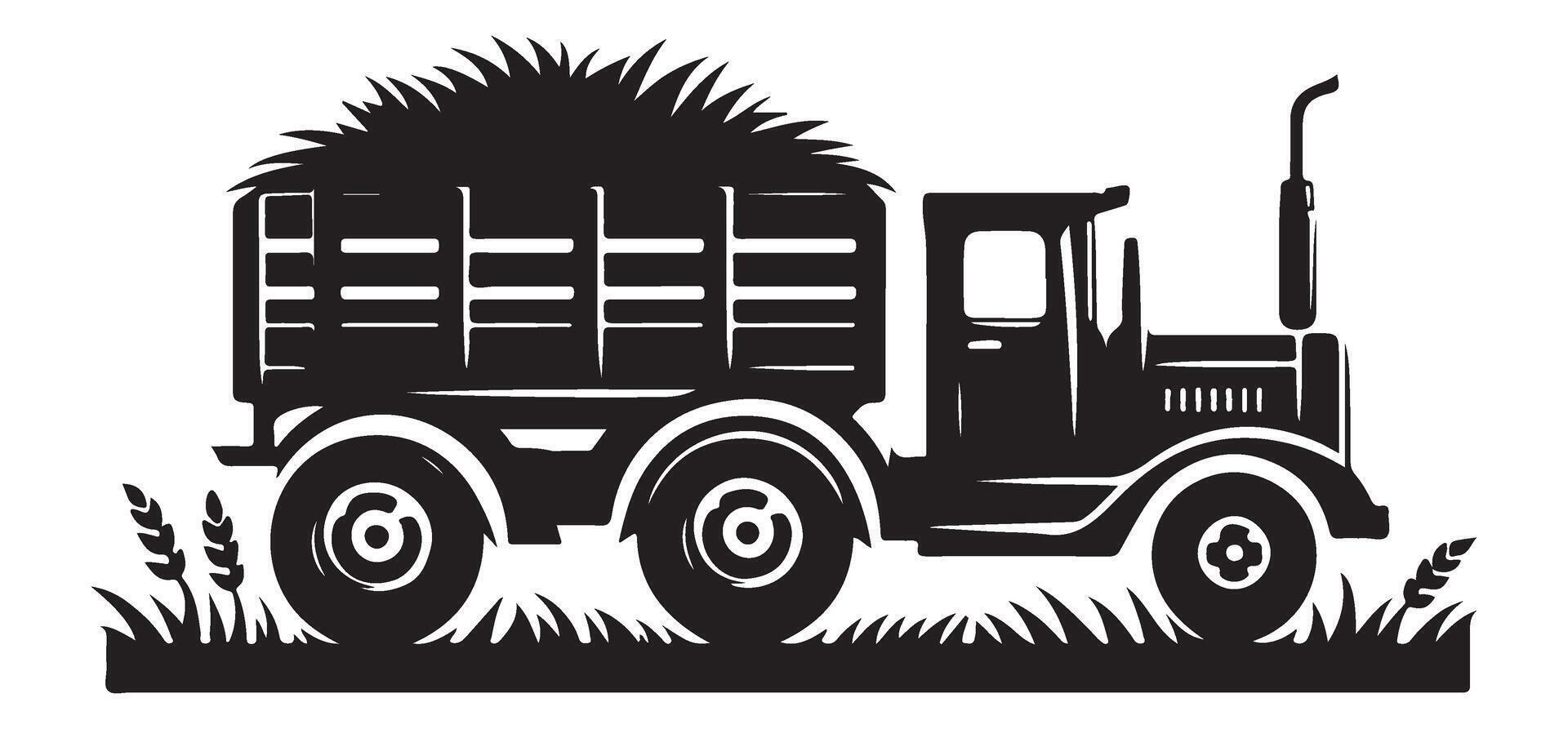 Hay Truck Silhouette Illustration For Agricultural Transport Designs vector