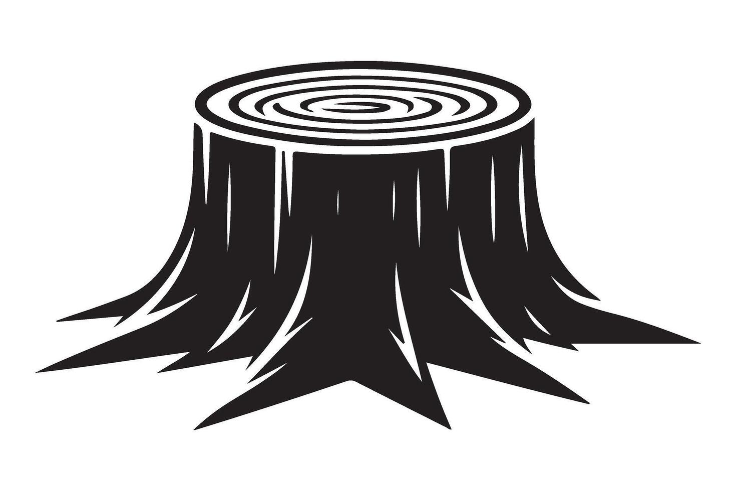 Silhouette Illustration Of Tree Stump In The Forest Or Yard vector