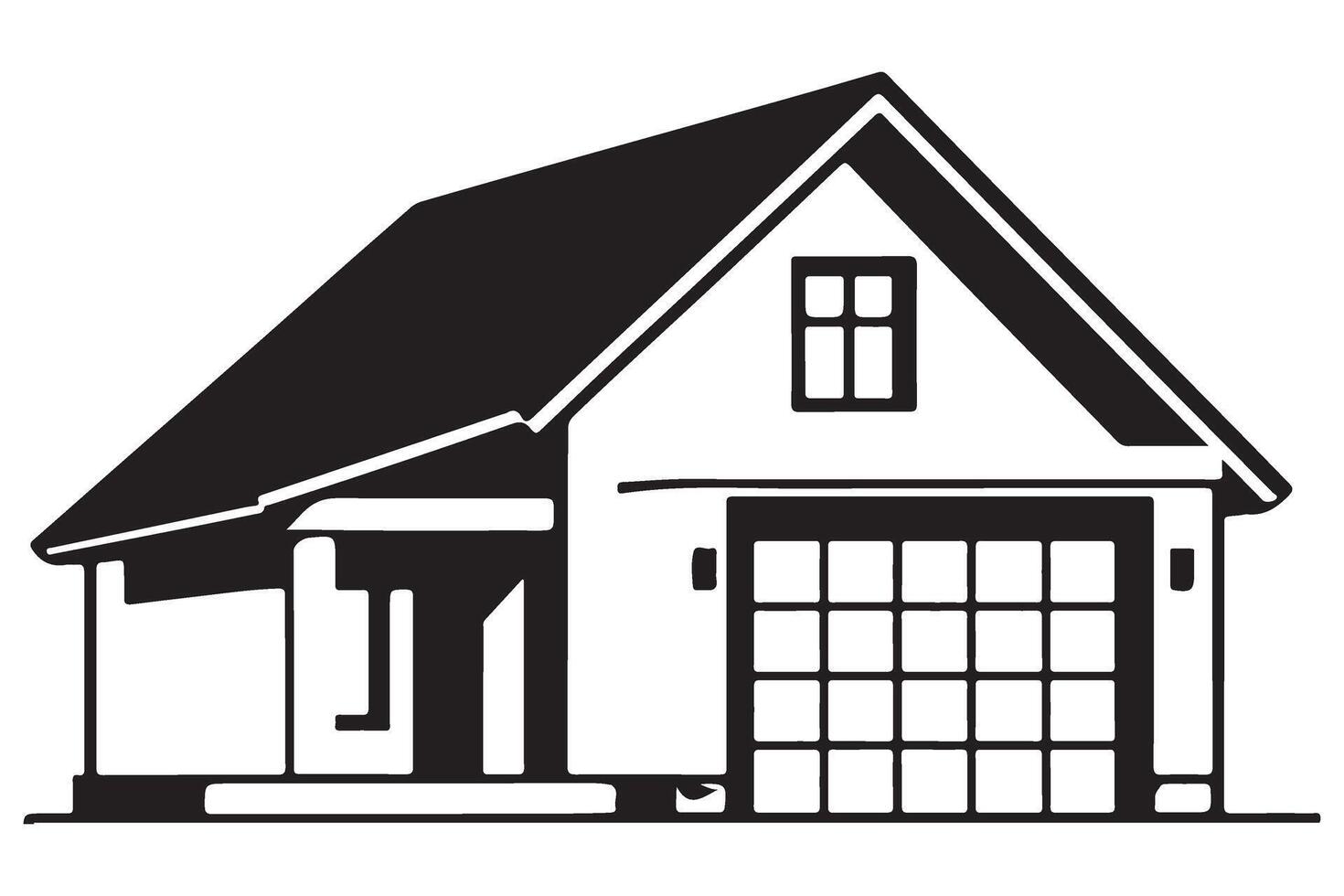 House With Garage A silhouette Illustration of Home Architecture Design vector
