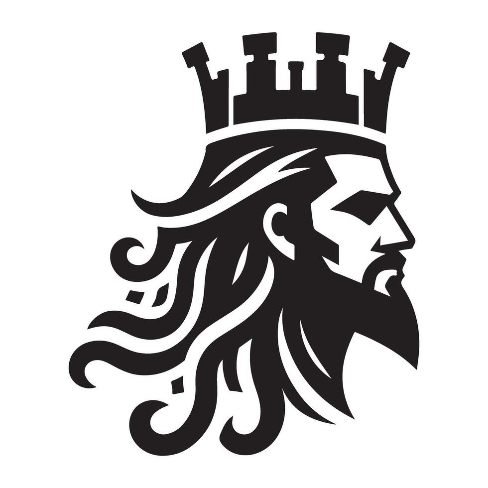 King illustration with crown and beard royalty graphics vector