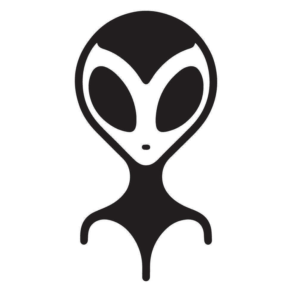 Simple Alien Head Silhouette Extraterrestrial Creature Design vector