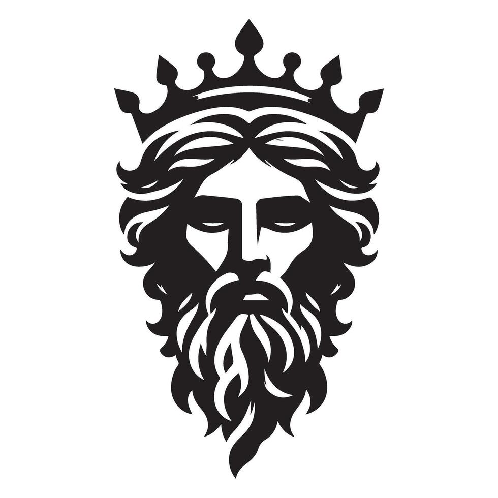 Majestic Poseidon king of the sea head illustration vector