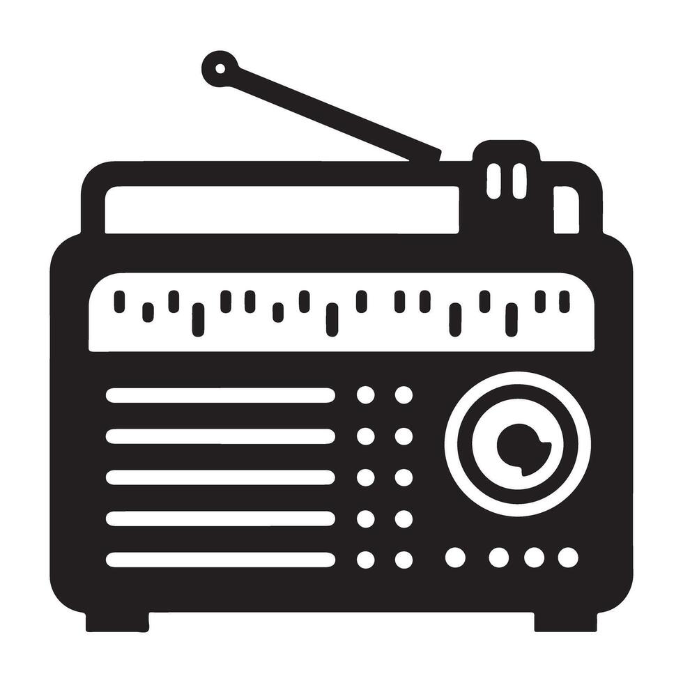 Classic old radio device antenna audio receiver illustration vector