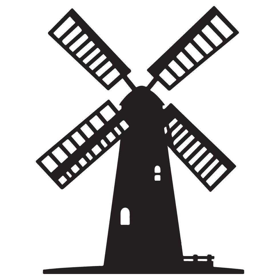 Majestic windmill silhouette a timeless symbol of renewable energy vector