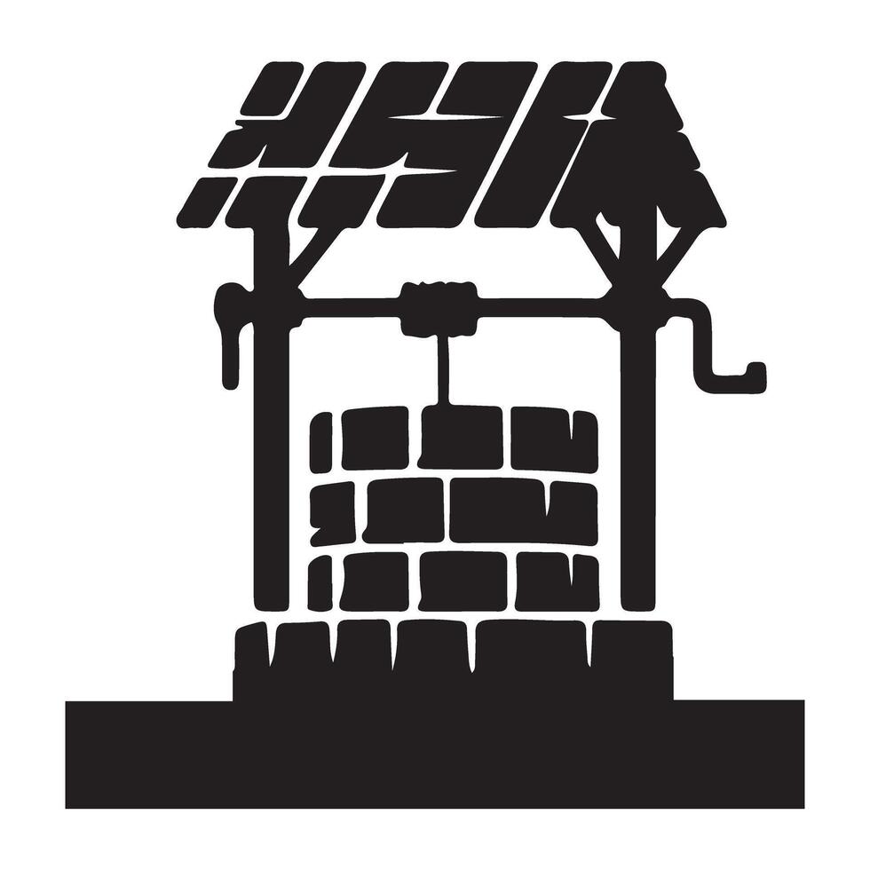 Vintage Water Well Illustration Providing Fresh Water Resource Solution vector