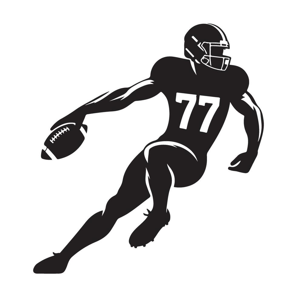 Silhouette of American Football Player Running Back Action vector