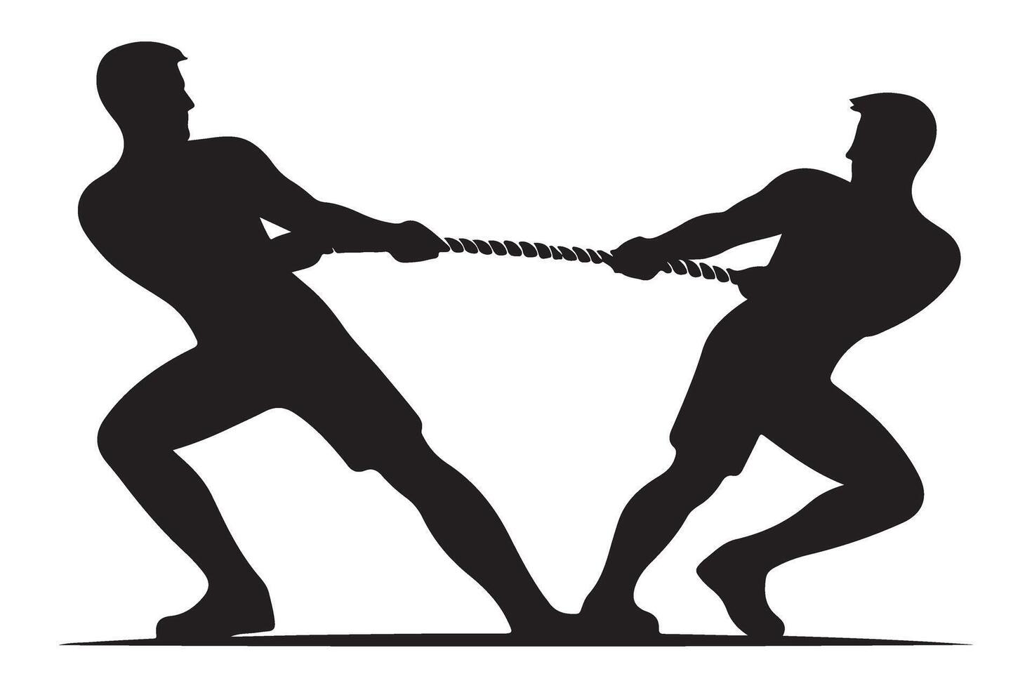 Struggling Businessmen in Tug of War Silhouette Illustration vector