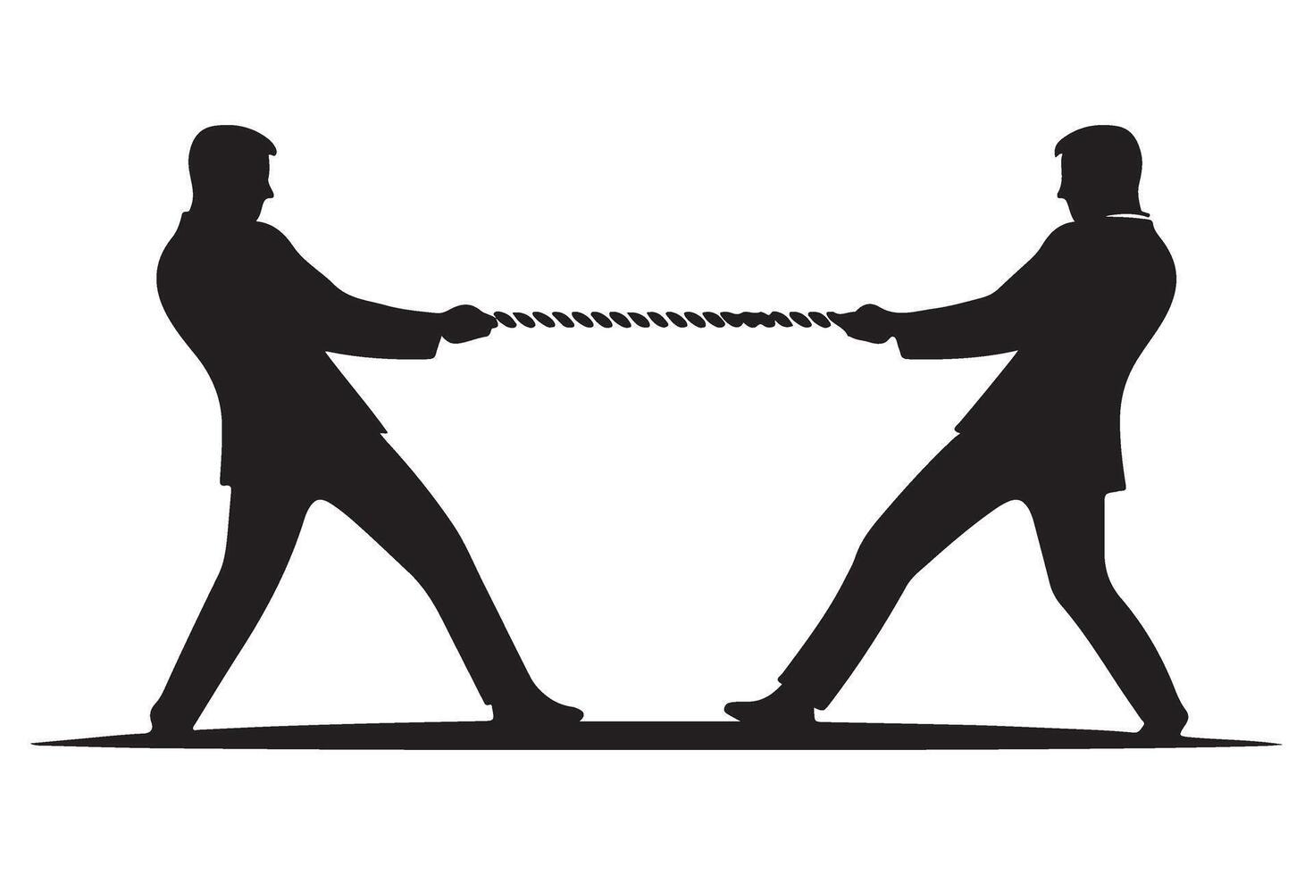 Tug of War Business Competition Silhouette Illustration Two Opponents vector