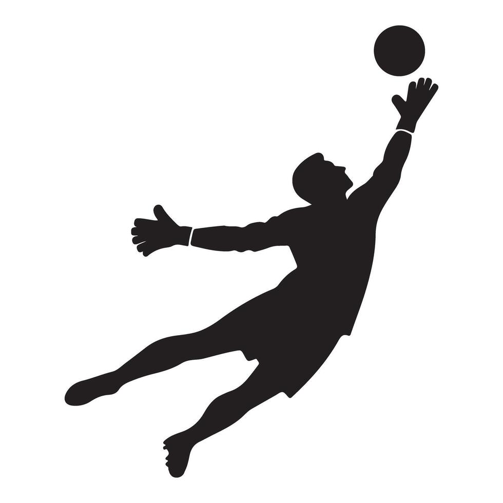 Goalkeeper Silhouette Diving Catch of Football Goal for Success vector