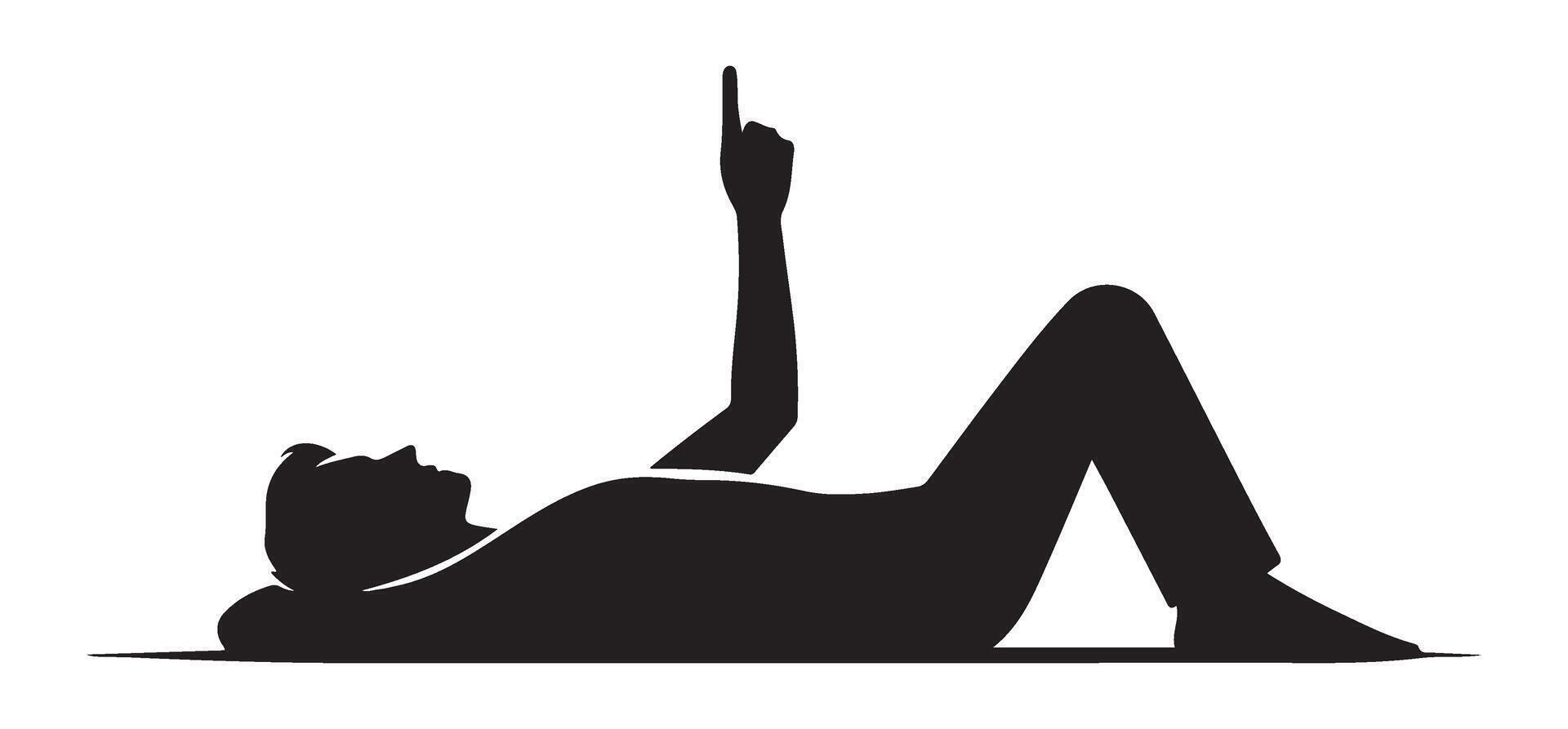 Silhouette of Person Lying Down Pointing Finger for Guidance vector