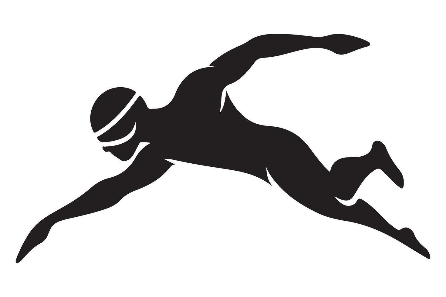 Swimming Silhouette Swimmer in Freestyle Stroke Illustration for Sports Themes vector