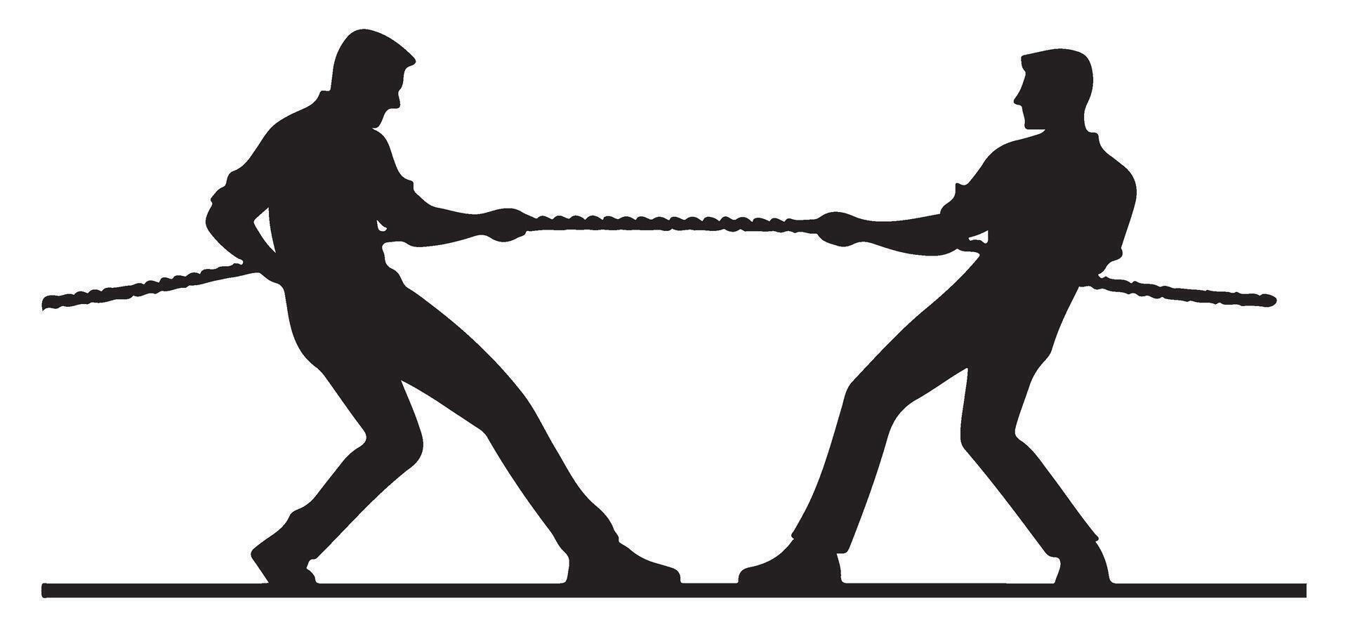 Silhouette Tug of War Illustration Intense Competition Conflict vector
