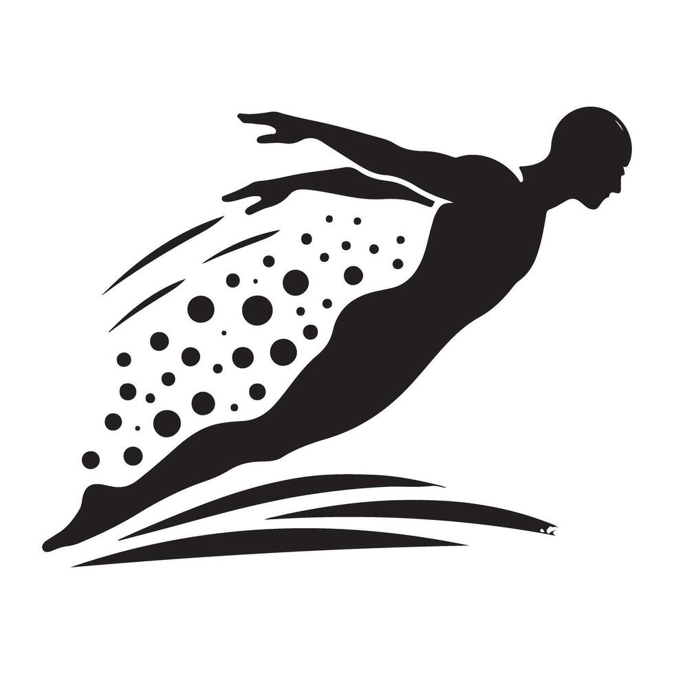 Silhouette of a Dynamic Swimming Person for Fitness and Wellness Concepts vector