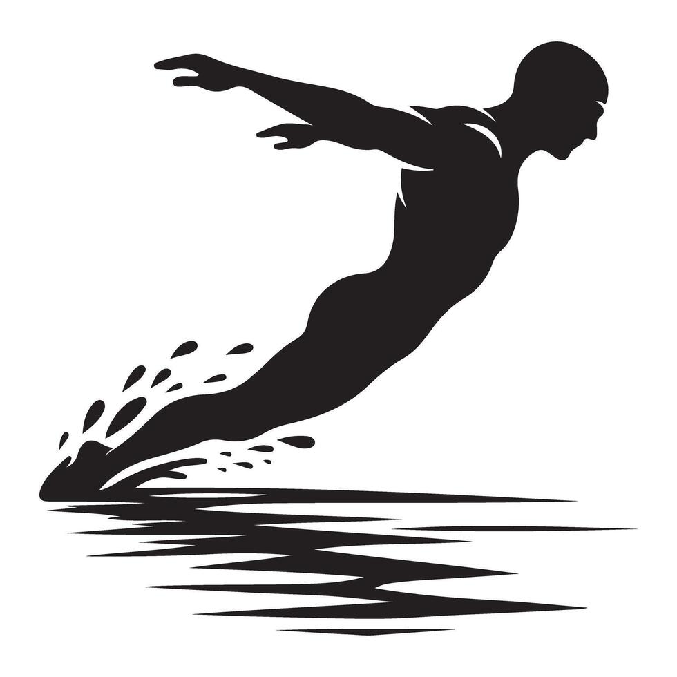 Powerful Swimmer Silhouette Illustration for Sporting Events and Promotion vector