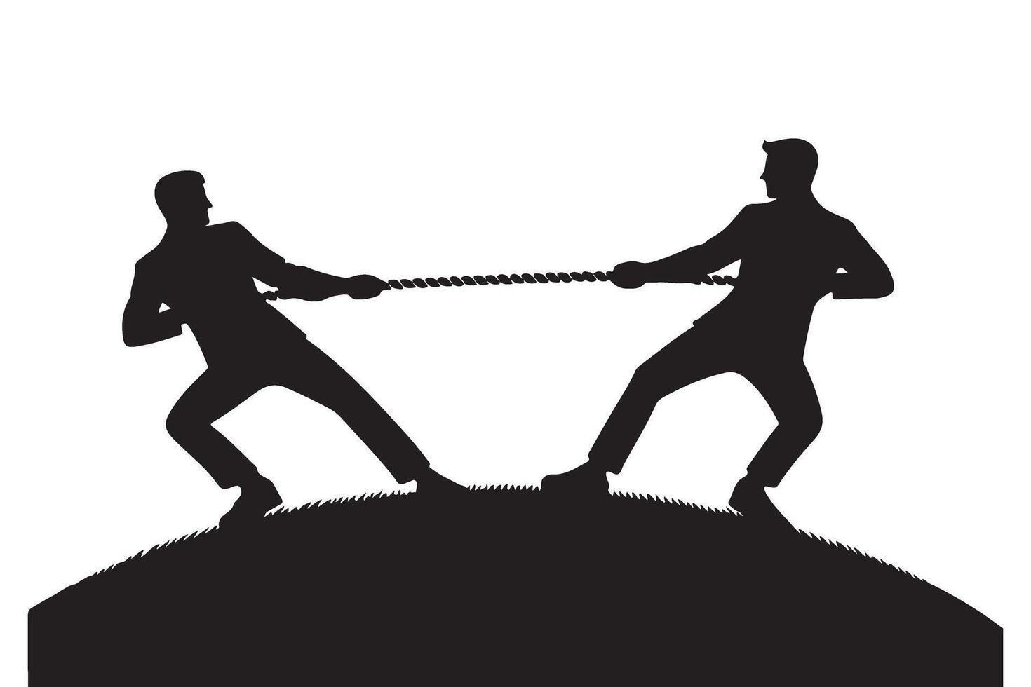 Silhouette Tug of War Illustration for Teamwork and Competition Concepts vector