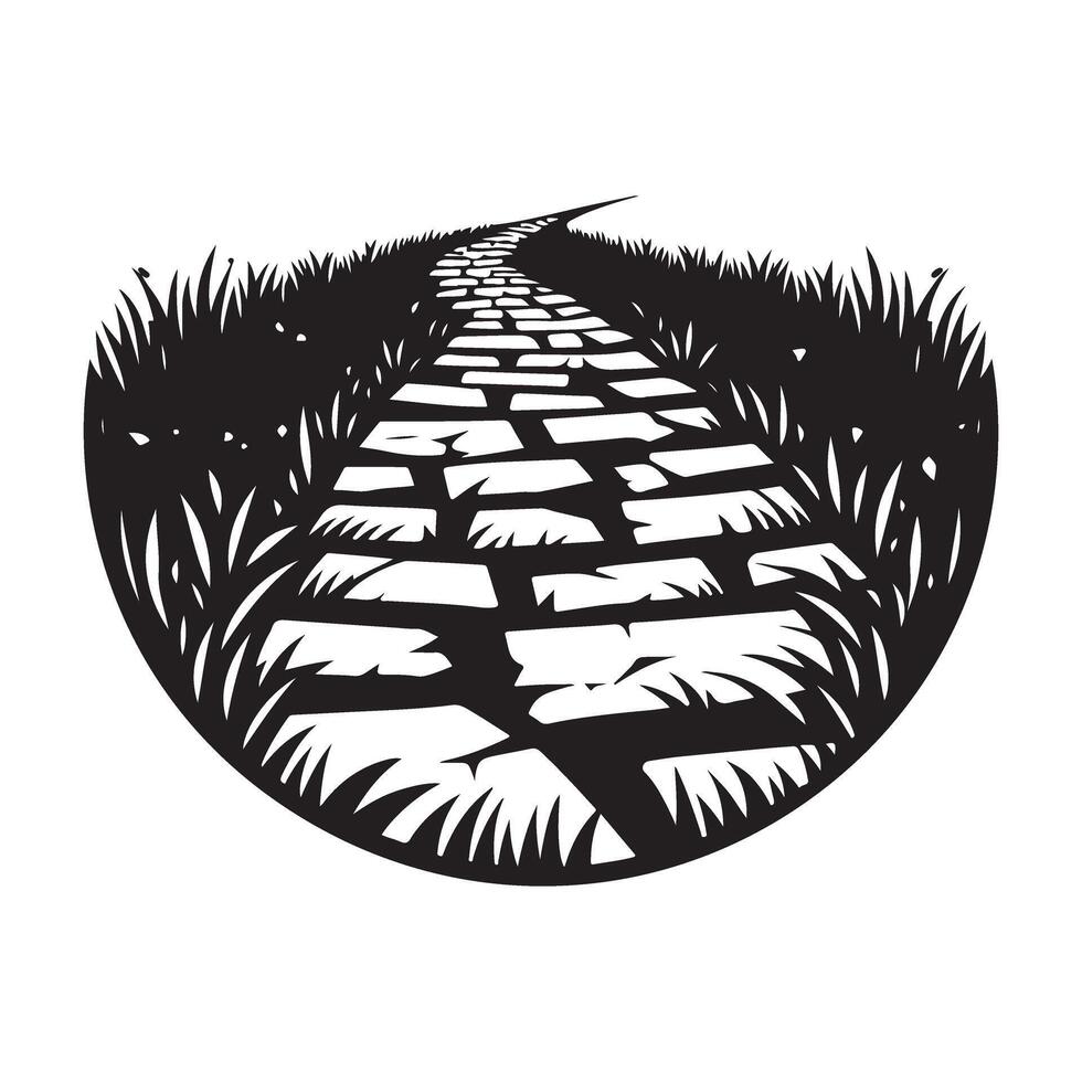 Scenic Stone Pathway Silhouette Illustration for Nature and Journey Themes vector
