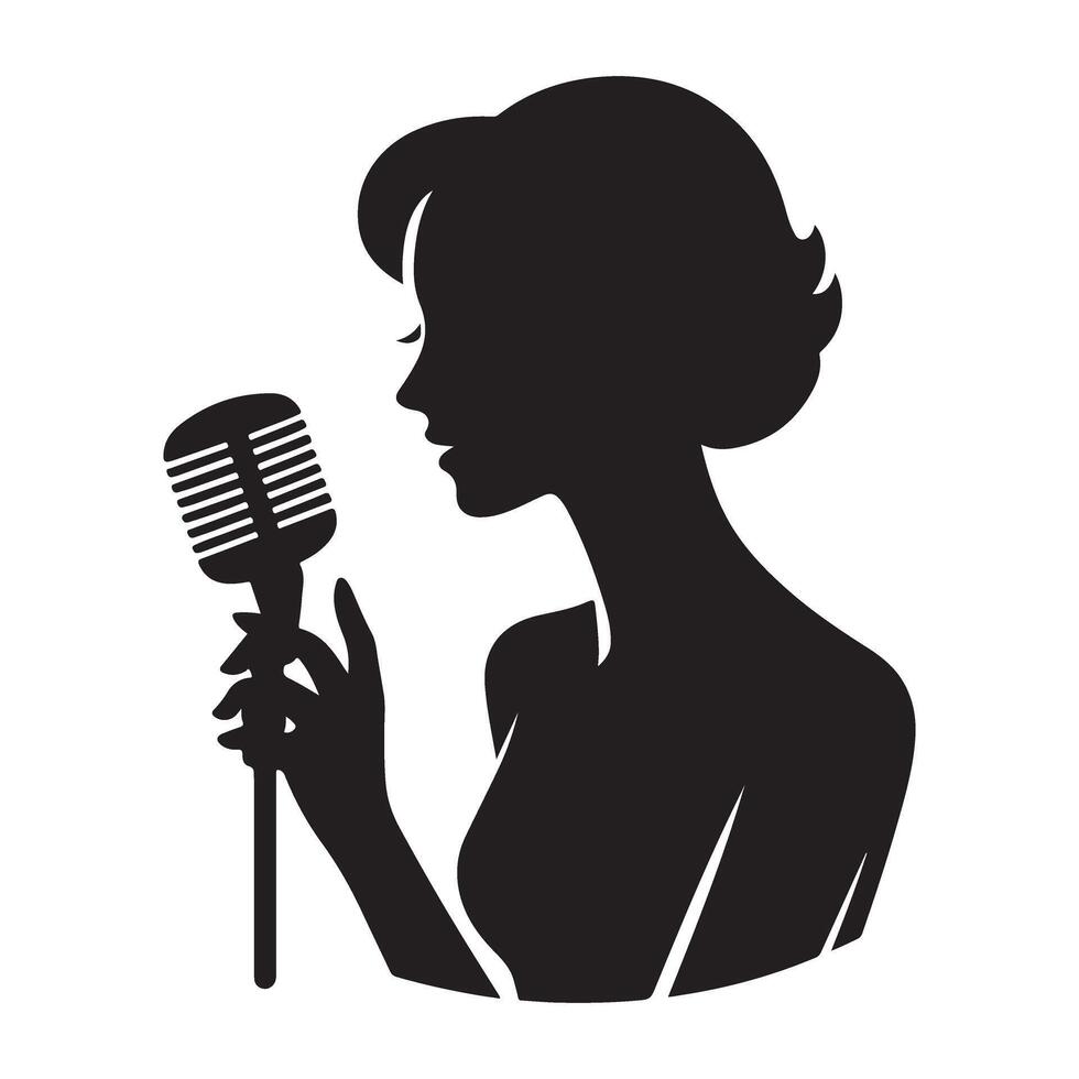 Elegant Singer Silhouette Illustration for Music and Entertainment Designs vector