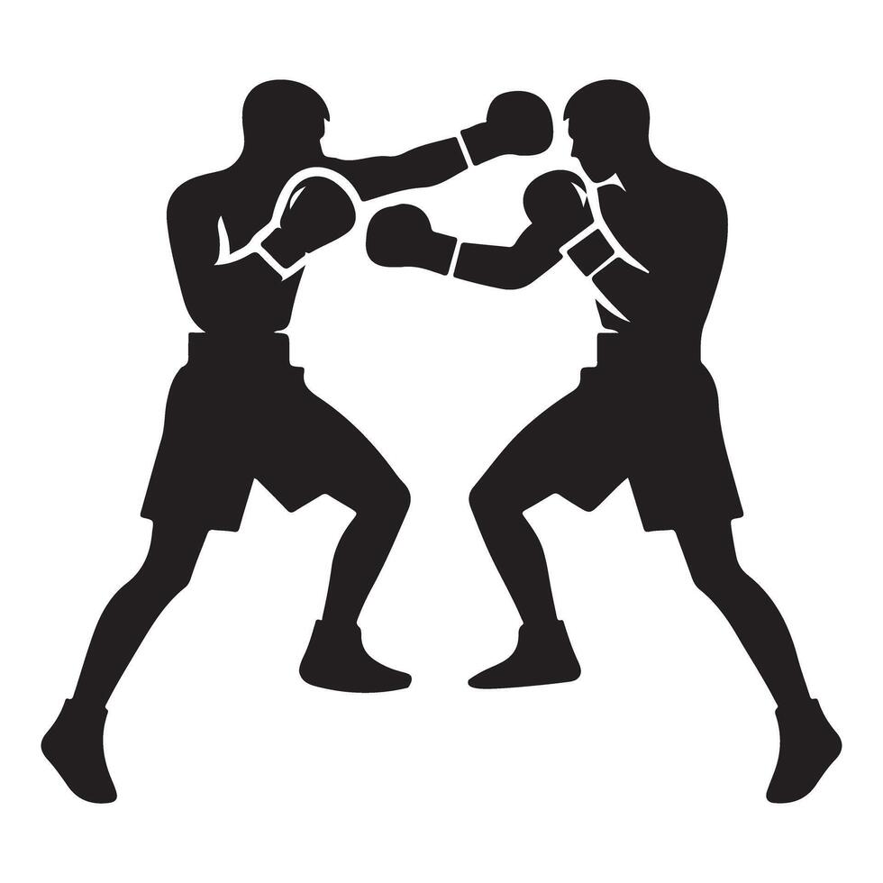 Powerful Boxing Match Silhouette Illustration for Sports Enthusiasts vector