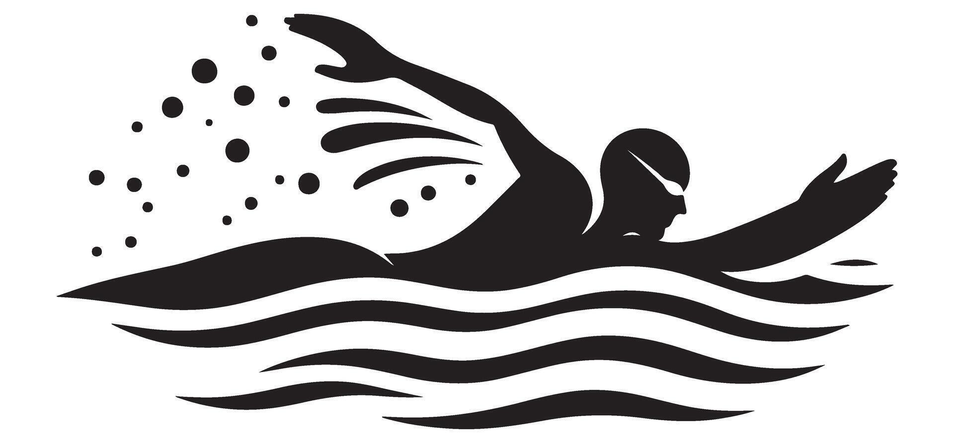 Fast Swimming Silhouette Illustration in Water Surface Motion vector