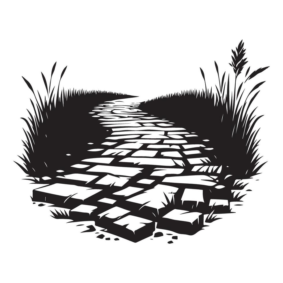 Stone pathway illustration beautiful path stones artwork download vector