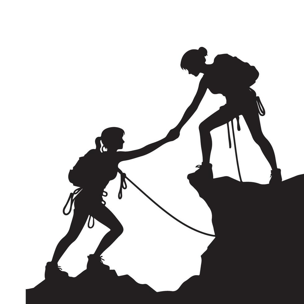 Teamwork and Assistance in Mountain Climbing a Symbol of Support vector