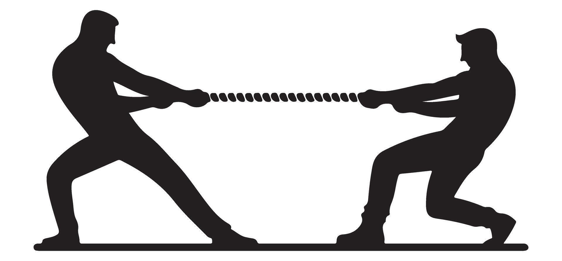 Silhouette of Tug of War Displaying Strength and Competition vector