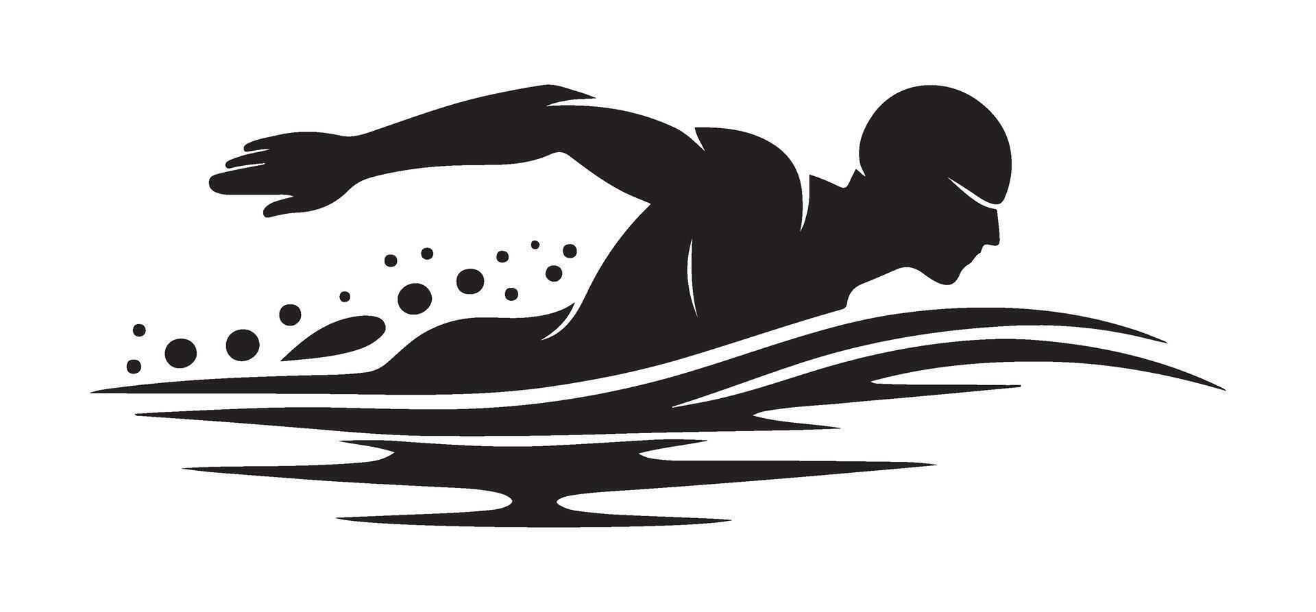 Swimming Silhouette of Athlete Showcasing Butterfly Stroke Technique vector