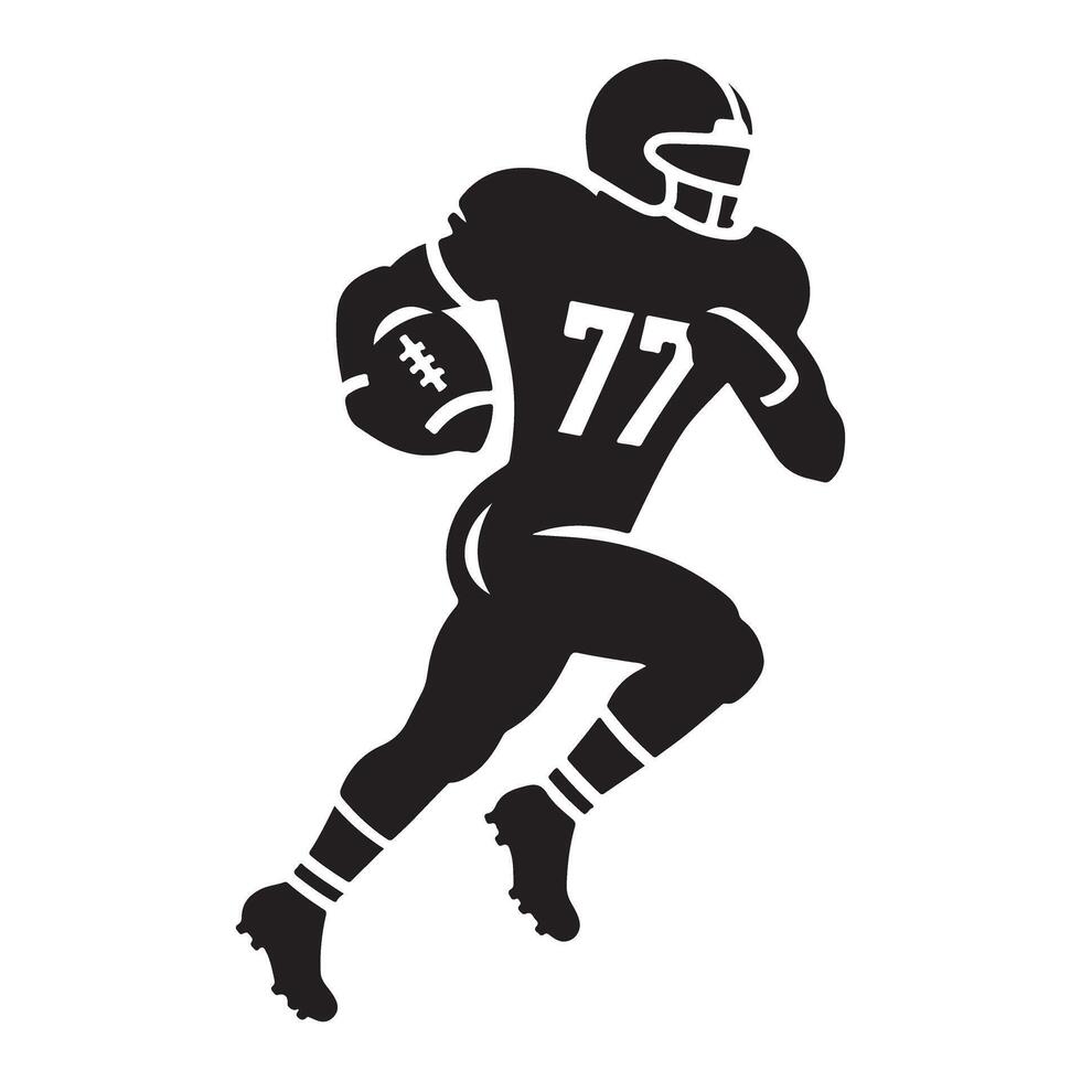 American Football Player Silhouette Running with Ball Illustration vector