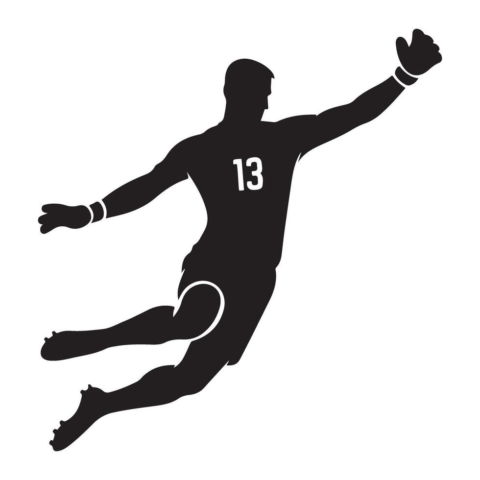 Goalkeeper Silhouette Illustration in Action Ready to Save Ball vector