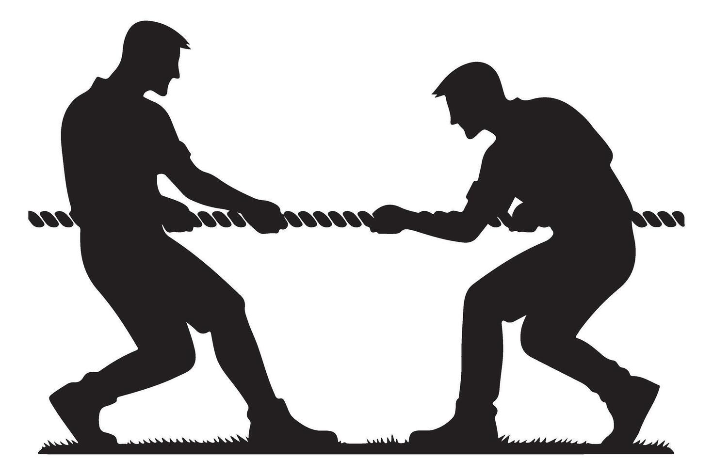 Intense Tug of War Silhouette Competition Power and Teamwork vector