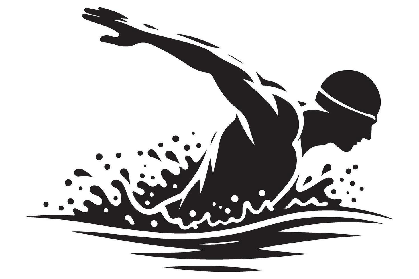 Butterfly Stroke Swimmer Silhouette in Water Art Graphic vector